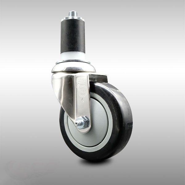 Service Caster 4 Inch 316SS Black Polyurethane Wheel Swivel 1-1/2 Inch Expanding Stem Caster SCC-SS316EX20S414-PPUB-BLK-112 - main